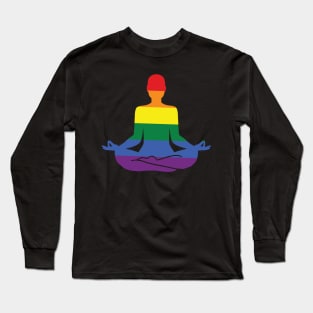 Yoga Pose Lotus with Gay FLAG Long Sleeve T-Shirt